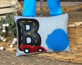 Embroidered Race Car Tooth Fairy Pillow, Personalized Name, Kids Keepsake