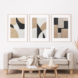 Contemporary Printable Wall Art | Geometric Abstract Painting | Digital Download | Contemporary Art | Beige and white Art wall