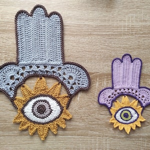 Hamsa hand crochet applique pattern