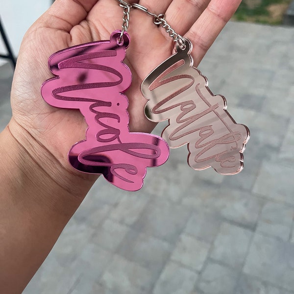 Acrylic Mirror Name Keychains|Custom Keychain|Name Keychians