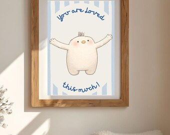 I Love You This Much Print, Minimalist Line Art, Home Decor (Digital Download Available)