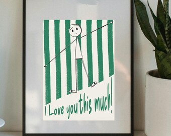 I Love You This Much Print, Minimal Line Art, Family Home Decor