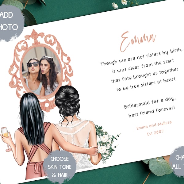 bride and bridesmaid card, card for bride from bridesmaid, card to bride from maids of honor, best friend bride card, on your wedding day