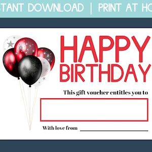 Chèque-cadeau d'anniversaire imprimable, chèque-cadeau vierge, modèle de bon-cadeau imprimable, chèque-cadeau, carte-cadeau imprimable