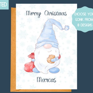 Personalised Gonks Christmas card, Gonk Christmas card, Christmas card for son, Personalised Christmas card kids, Xmas card for grandson
