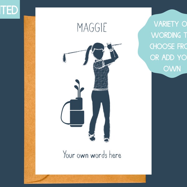 Golfer Birthday Card, Personalised Golf Lover Card, Create your own card, Golfer Card, Golf Card, Golf Card, Golf Gifts for Women, best