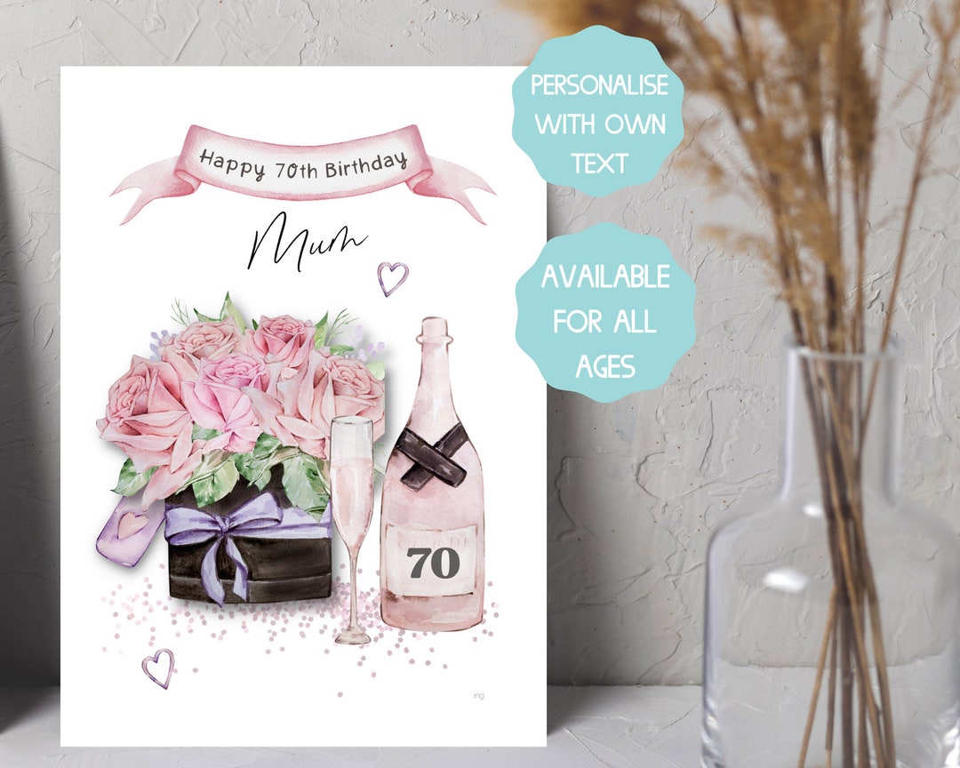 70th Birthday Card Mum, Personalised 80th Birthday Card for Grandma ...