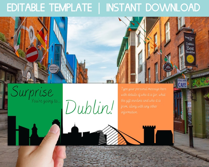 Dublin Ticket Template Printable Dublin Hen Do Surprise Trip Etsy