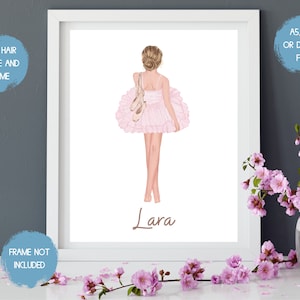 Cadeau d'anniversaire pour danseuse de ballet, nom imprimé ballerine personnalisé, affiche de ballet, photo de danseuse personnalisée, art mural pour adolescente