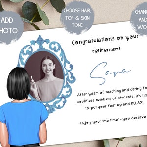 cadeau de retraite d'enseignant, carte de retraite d'enseignant personnalisée, carte de retraite de pompier, carte de retraite pour femme, impression de retraite