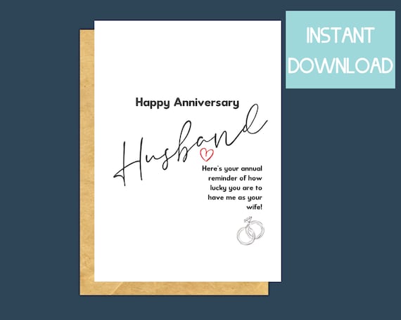 Printable Anniversary Card for Husband Instant Download - Etsy