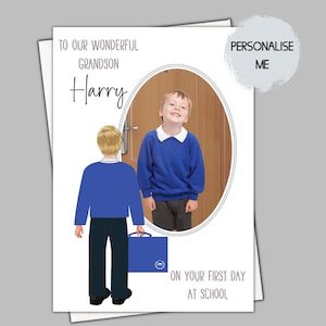 Carte premier jour d'école pour fils, carte de rentrée personnalisée, carte premier jour à l'école garçon, carte d'entrée à l'école primaire petit-fils