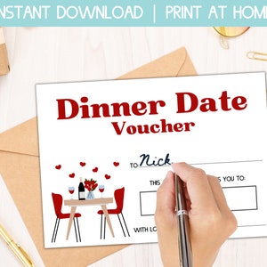 dinner date night coupon, dinner date voucher, date night voucher, anniversary gift card, birthday dinner coupon, anniversary voucher, best
