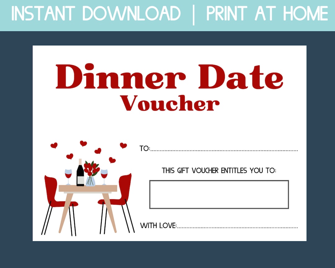 Dinner Date Voucher, Date Night Voucher, Dinner Date Night Coupon Dinner Date Voucher, Date Night Voucher, Dinner Date Night Coupon