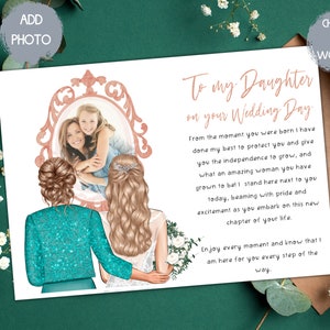 personalised to my daughter on her wedding day card, daughter card from mum, photo card, then and now card, wedding card for daughter, best