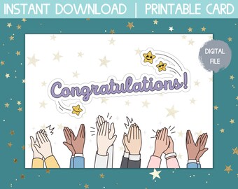 printable congratulations card, printable congrats card, digital congratulations card, well done card, foldable card, new job card, best