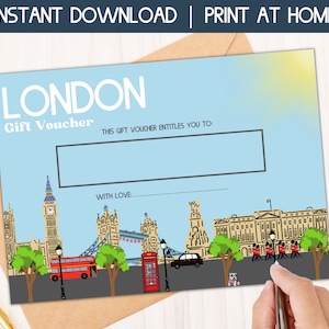 Buono regalo Londra, regalo di viaggio Londra, buono regalo stampabile, carta regalo Londra Inghilterra, buono viaggio di compleanno a sorpresa a Londra, best seller