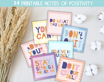Notas imprimibles para loncheras para niños, tarjetas de aliento, notas de positividad, afirmaciones positivas para adolescentes, tarjetas de amabilidad, las más vendidas