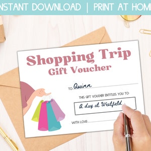 shopping trip voucher, shopping gift certificate, blank gift certificate, gift coupon template printable, gift voucher certificate, best