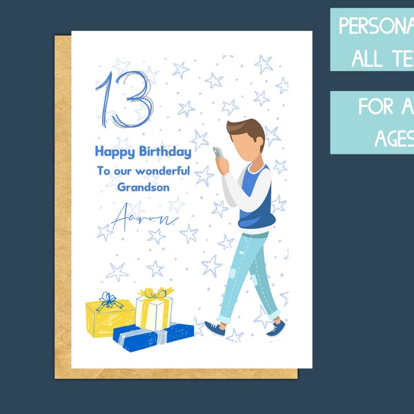 13th Birthday Card for Son Etsy