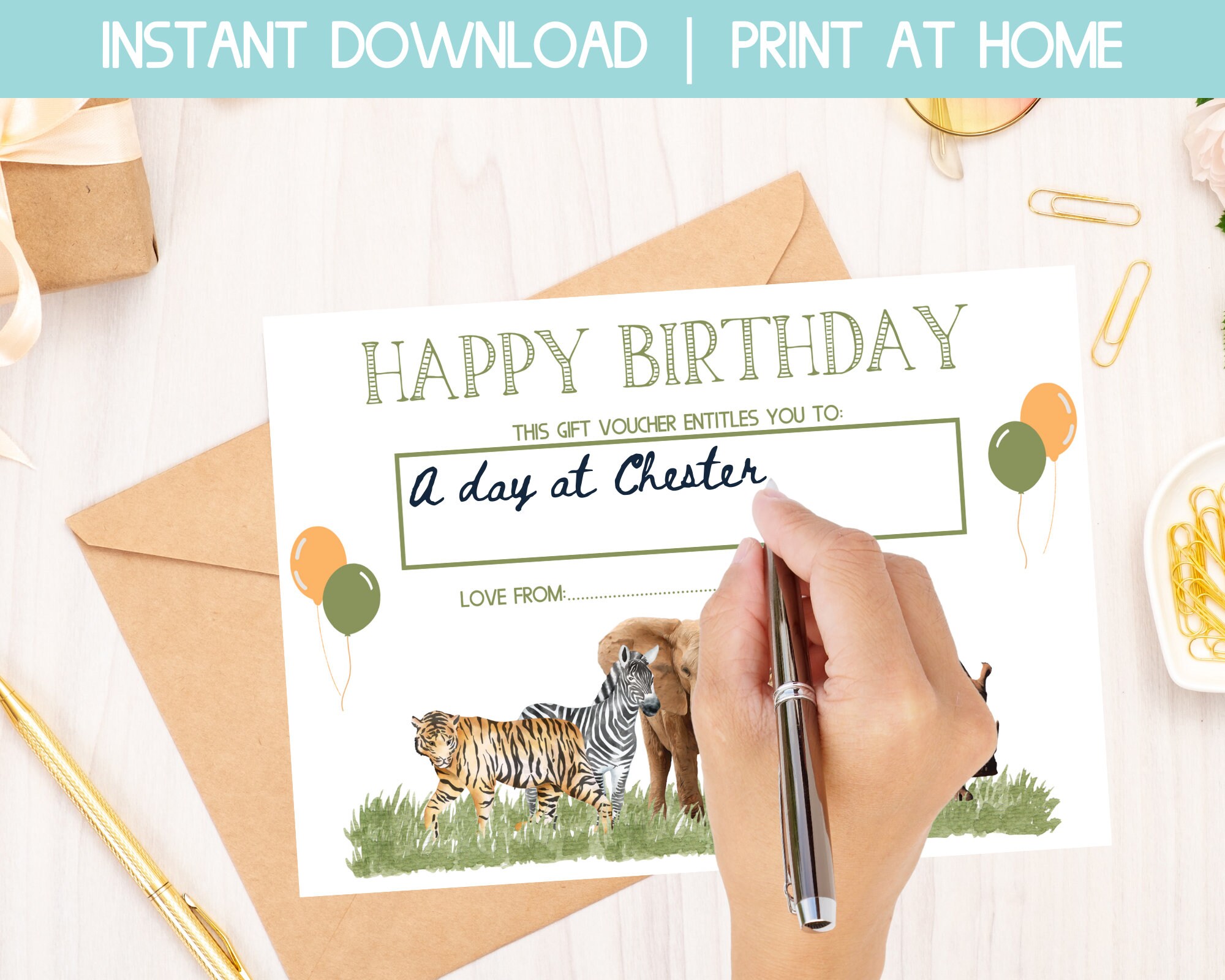 Zoo Gift Card Birthday Gift Certificate Printable Blank Gift - Etsy  Australia