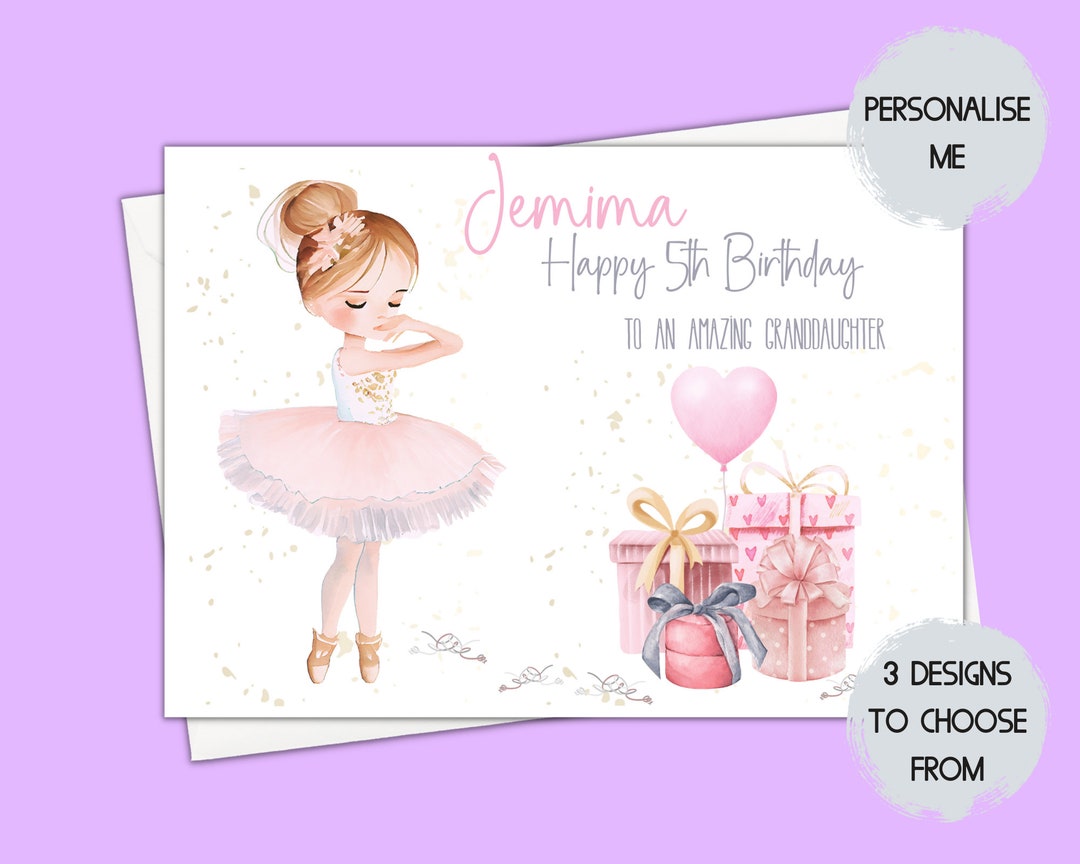 Ballet Birthday Card, Ballerina Birthday Card, 7th Birthday Card ...