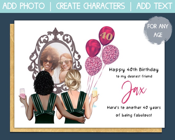 bestie birthday card, childhood friend card, personalised 30th birthday card friends, 40th card women, best friend birthday gifts picture