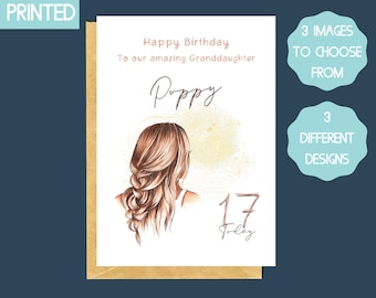 personalised 17th birthday card for daughter, teenage girl birthday card, granddaughter birthday card, birthday card for 15 year old girl