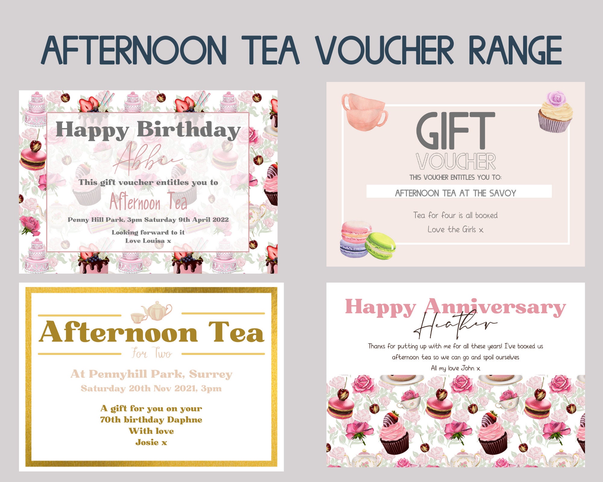 Afternoon Tea Gift Voucher Birthday Voucher for Friend Etsy