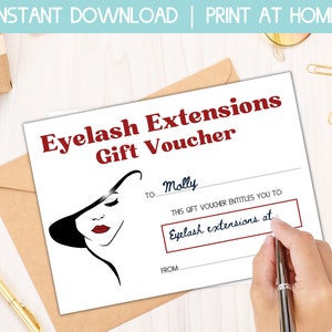lashes gift certificate, eyelash extension gift card, blank gift certificate, gift coupon template printable, gift voucher certificate, best