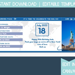 bearbeitbare Bordkarte, bearbeitbare Bordkartenvorlage, bedruckbares Ticket, Bordkarte bearbeitbar, Überraschungsreisekarten-Download, Best