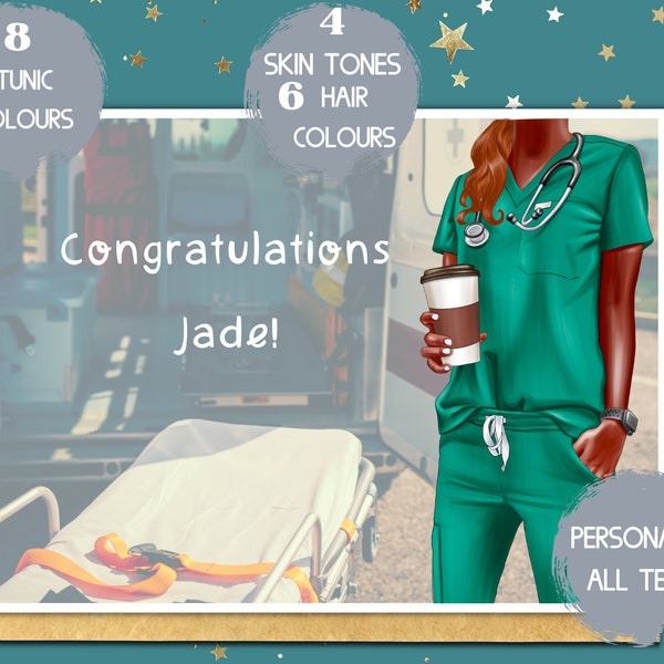 congratulations nurse card, dental nurse card, dentist card, paramedic card, nursing school card, vet nurse card, congrats new job card