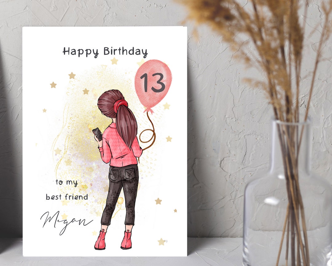 Personalised Birthday Card for Teenage Girl, 13th Birthday Card Girl ...