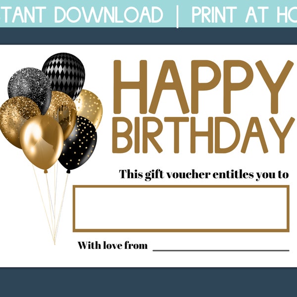 birthday gift certificate printable,  blank gift certificate, gift coupon template printable, gift voucher certificate, printable gift card