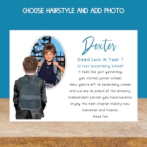 Cartes porte-bonheur pour le secondaire, carte de 7e année, nouvelle carte scolaire pour fils, carte porte-bonheur personnalisée pour petit-fils