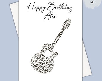 personalised guitar birthday card for grandson, electric guitar birthday card, musician birthday card, birthday card for guitar player