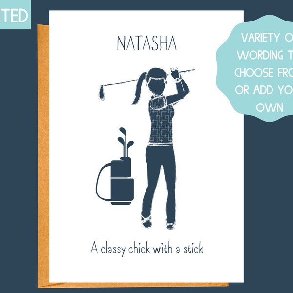 Personalised Golf Card, Personalised Birthday Card for Her, Golfer Card, Golf Lover Card, Golfer Birthday Card, Golf Card, Golf Gifts Women