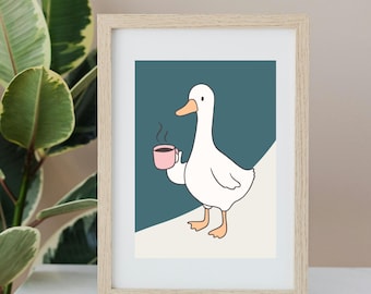 Silly Goose Coffee Print, Nursery Wall Art (Digital Download Available)