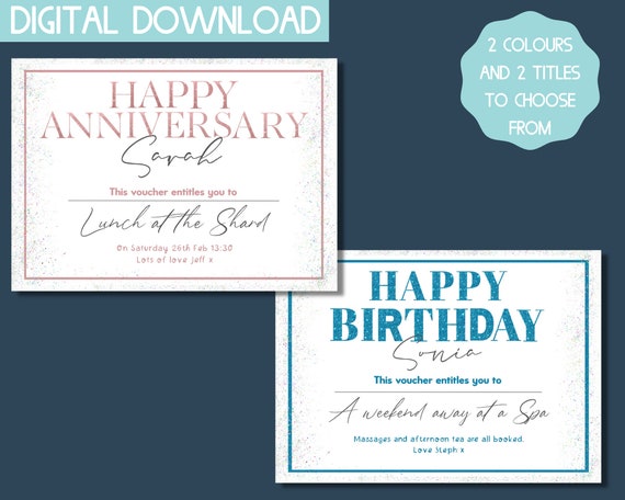 Anniversary Gift Coupons Printable