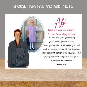 Carte de 7e année, nouvelle carte scolaire pour fille, cartes porte-bonheur dans le secondaire, carte porte-bonheur personnalisée pour petite-fille