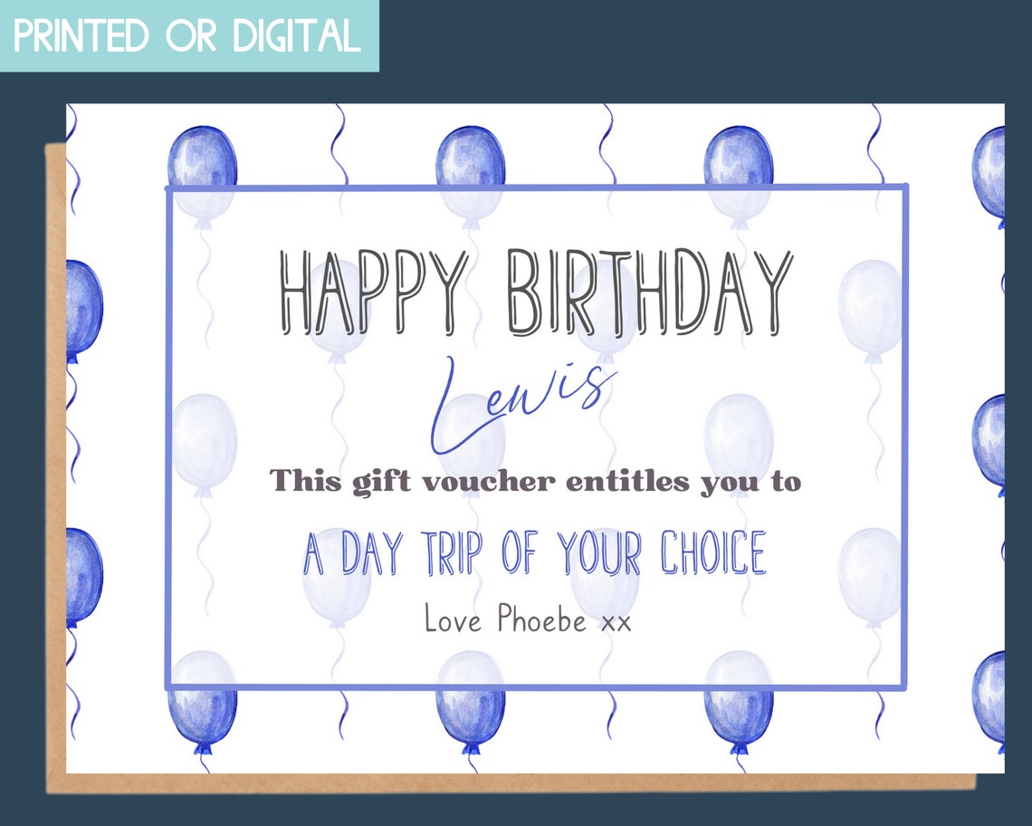 Gift Coupon Printable Gift Voucher Template Birthday Coupon | Etsy UK