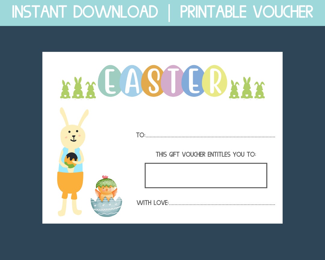 Easter Gift Certificate, Instant Download Easter Gift Card, Printable