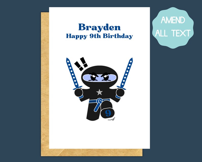Ninja Birthday Card for 11 Year Old Boy Personalised 9th Etsy