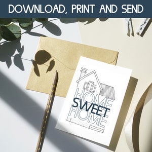 Home Sweet Home para imprimir, Parabéns pela sua nova casa, mudança de casa, cartões de felicitações DIY, parabéns pelo seu novo lugar, cartões para imprimir