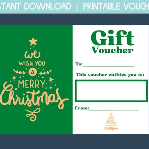 Christmas gift certificate, printable Christmas voucher, instant download gift certificate, christmas coupons, xmas gift cards, best seller