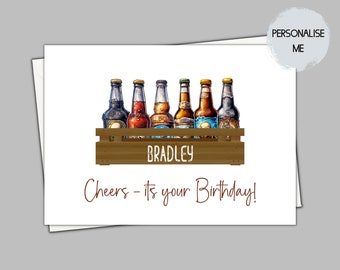 beer birthday card for him, personalised birthday card for men friend, 18th birthday card male, 21st card nephew, 30th card for him, best