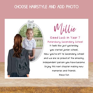 Cartes porte-bonheur pour l'école secondaire, carte de septième année, nouvelle carte scolaire pour fille, carte porte-bonheur personnalisée pour petite-fille