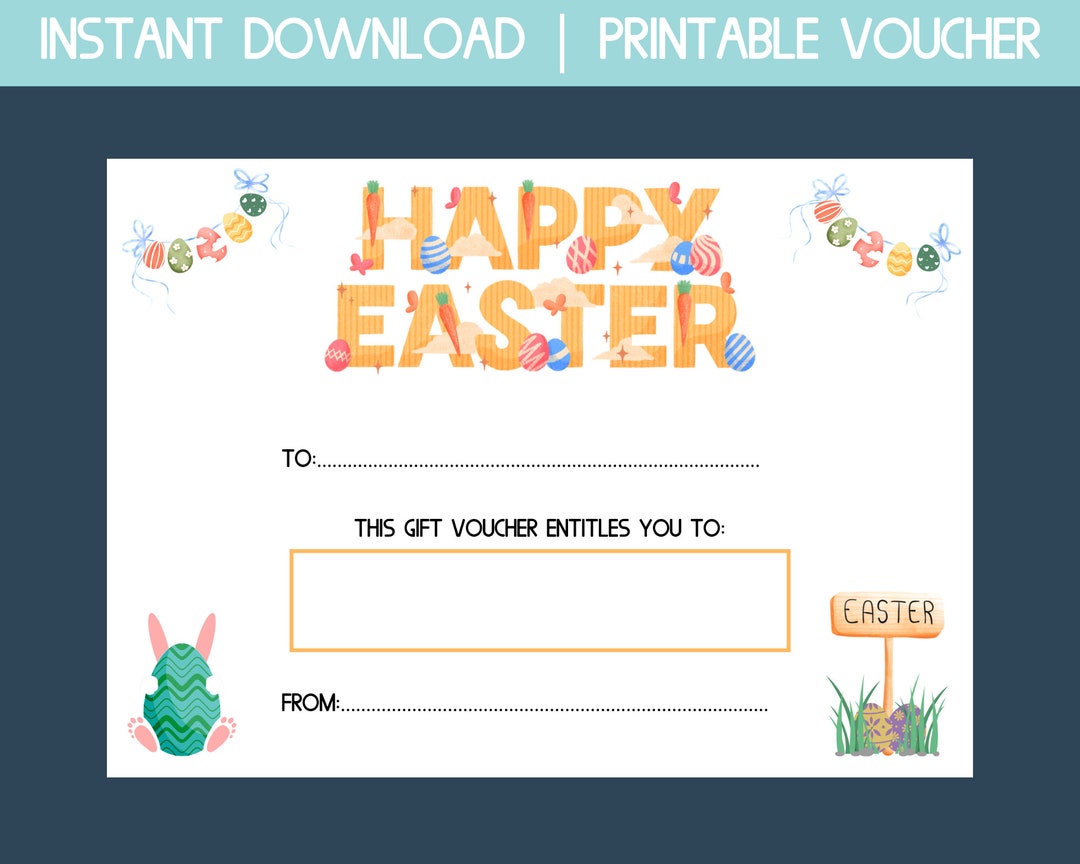 Easter Gift Certificate, Instant Download Easter Gift Card, Printable