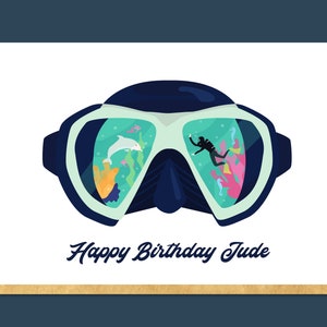 personalised scuba diving card for brother in law, 22nd birthday card for nephew, scuba diving birthday card for grandson, card for daughter
