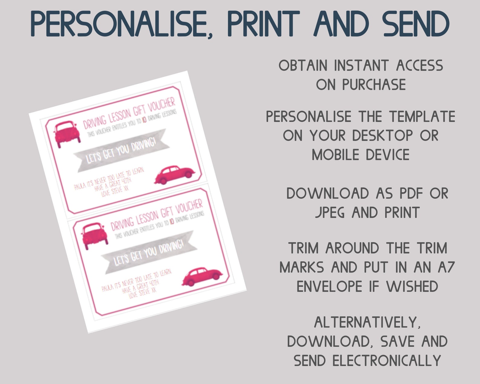 Printable Driving Lesson Voucher Template